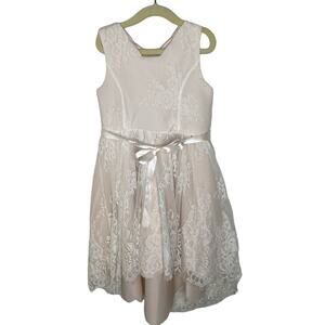 Boutique Cream and Beige Lace Dress Girls size 6 Special Occasion, Wedding